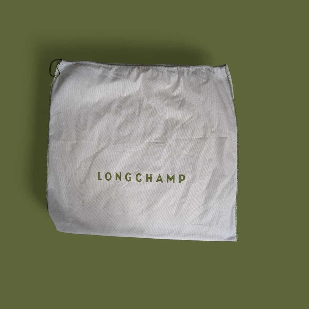 Authentic Longchamp XL Dust Bag – White with Green Logo, Large Travel/Weekender
